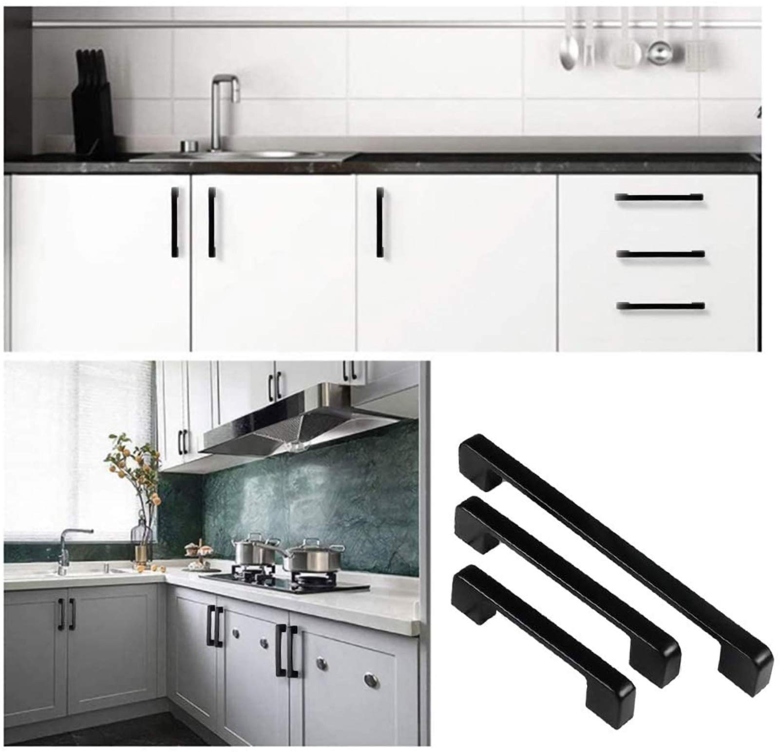 Maniglie per mobili Maniglie da Cucina Maniglie per mobili Maniglie Moderne in Nero Opaco Cassetti in Lega di Alluminio Distanza tra i Fori degli armadietti (20,160 mm)