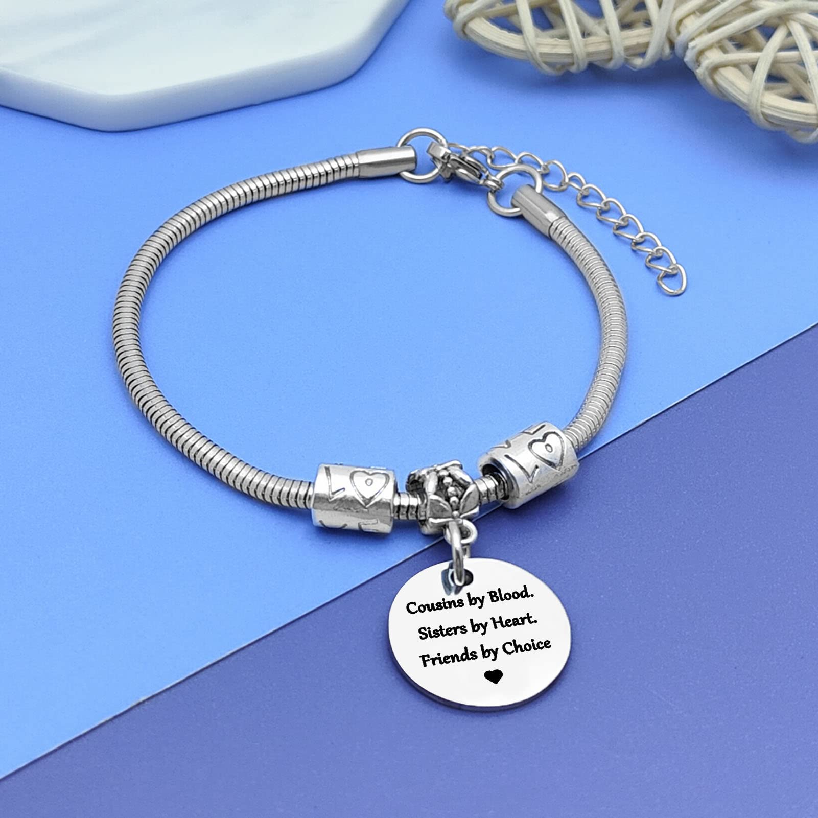 DlaeKua Cousin Gift Bracelet Stainless Steel Christmas Gift for Cousin Birthday Gift Long Distance Relationship Gift for Cousin