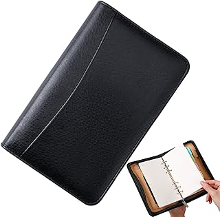 Pasta de caderno | Pasta para recheio de dinheiro em couro PU A6 com calculadora | Pasta de orçamento à prova d'água, pasta de dinheiro multifuncional para orçamento, economia de dinheiro Aezon