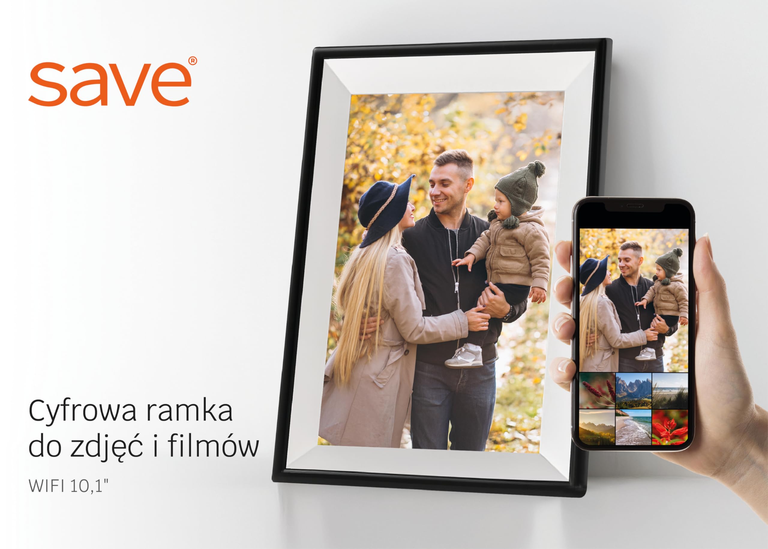 Cyfrowa ramka na zdjęcia Wi-Fi 10,1", ekran dotykowy HD IPS, dotykowy ekran, elektroniczna ramka na zdjęcia z pamięcią 16GB, automatyczne obracanie zdjęć, udostępnianie zdjęć filmów w dowolnym miejscu