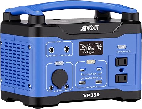 AIVOLT Portable Power Station 300W/266Wh Solar Powered Generator, Backup Lithium Battery with LED Light 120V Pure Sine Wave AC Outlets(Surge 600W), USB-C Ports, for Outdoor Camping Home CPAP Backup