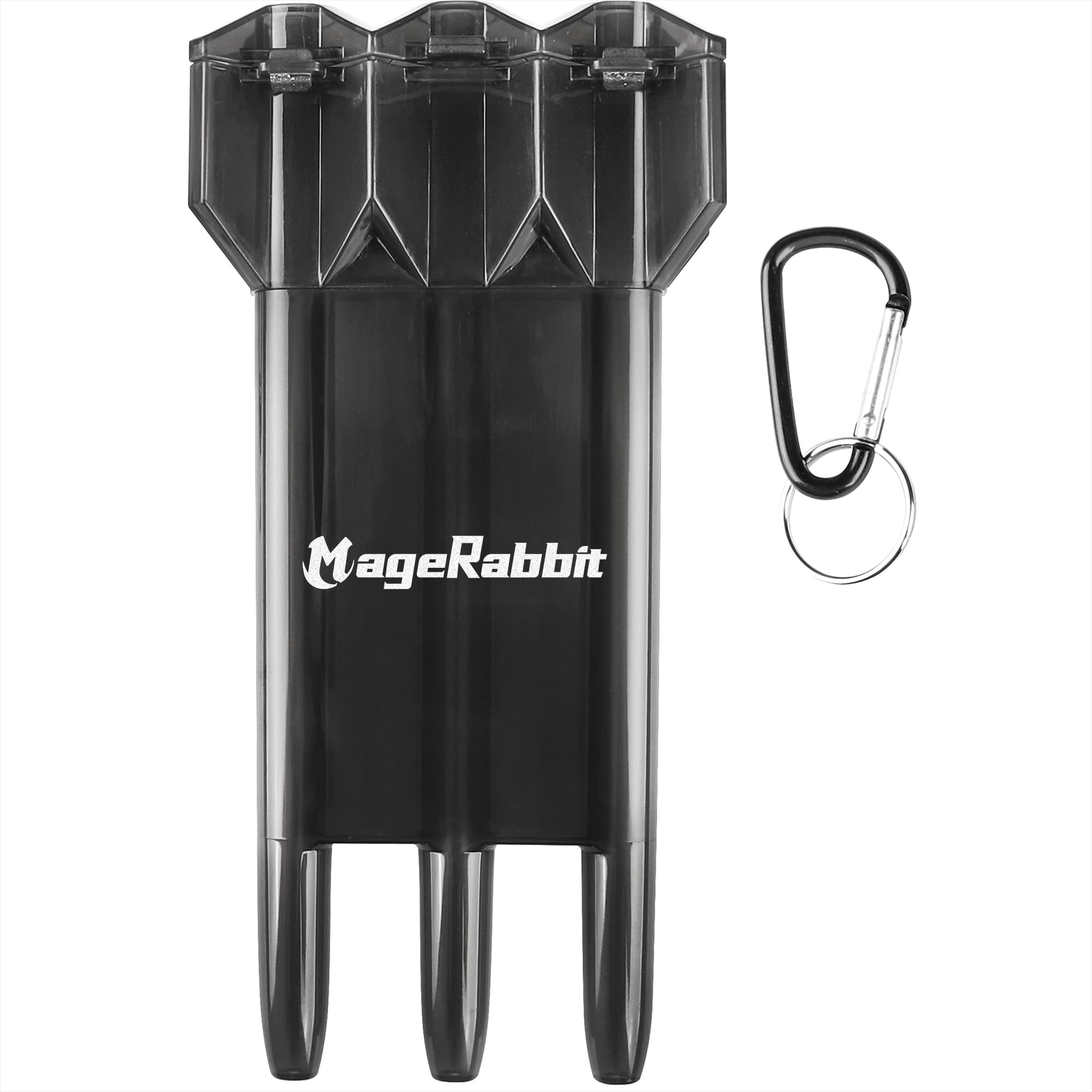 MageRabbit Dart Case, Hard Case, 25 x 10 x 20 cm, 3 Darts Capacity, 3 Compartments, Translucent, Sporty (Black)