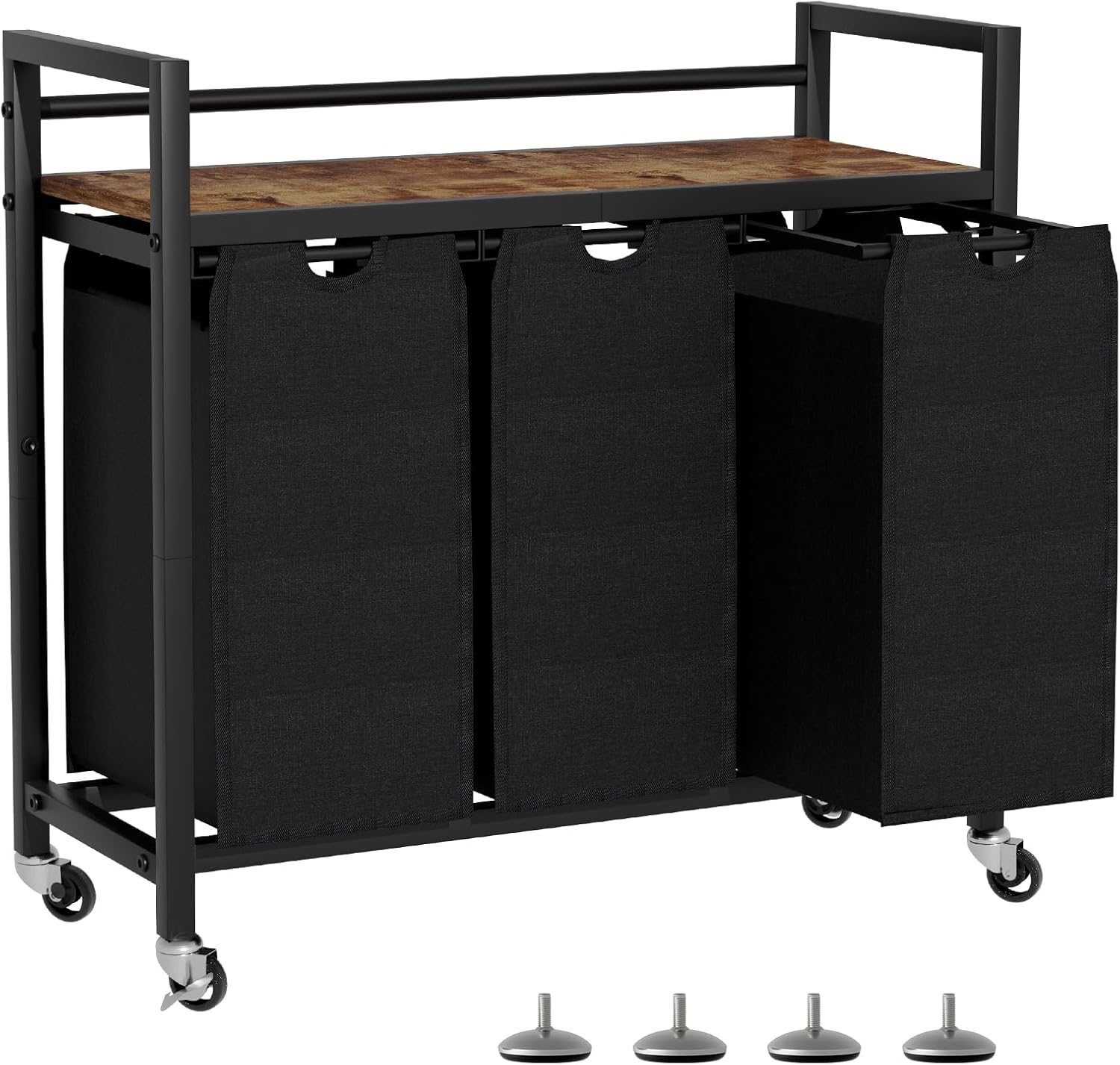 Laundry Hamper with 3 removable bags wheels and shelf