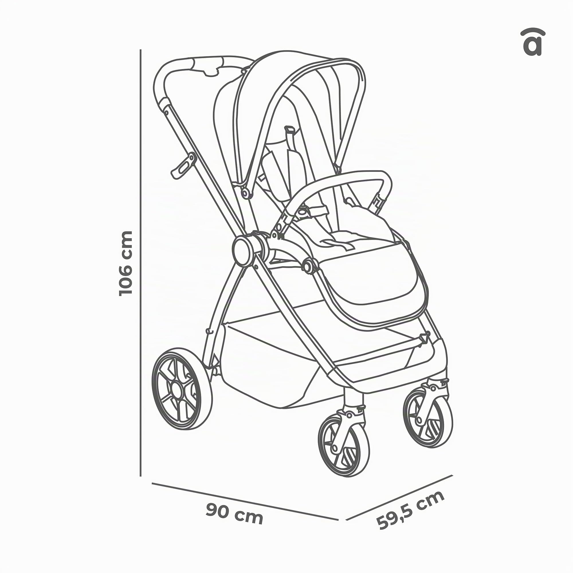 Asalvo RODAS Trío Convertible, 3 en 1, Silla de Paseo, Carrito de bebé, Silla de Auto, Confortable, Segura, Capota extensible, Suspensión en las Ruedas, Freno trasero, Carga Máxima 23 kg, Beige
