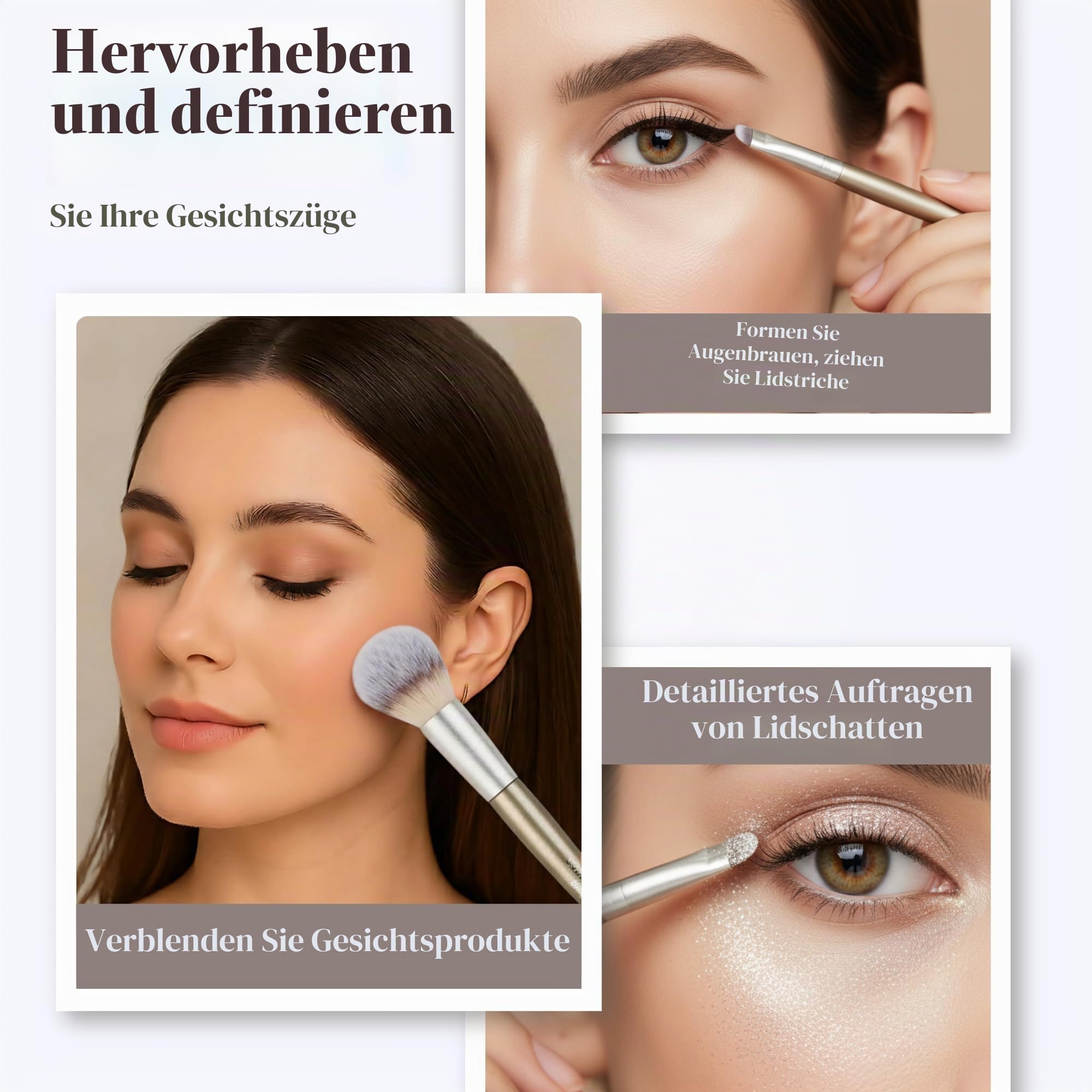 15-teiliges Make-up-Pinsel-Set, vegane Grundierung, Concealer, Rouge, Lidschatten, Eyeliner, Puder, Highlighter, Verblenden, Gesichtspinsel-Set