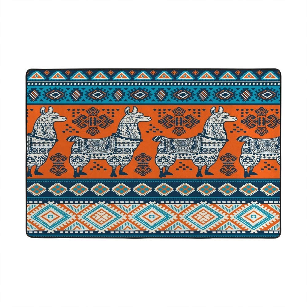 Tapis lavable antidérapant grand format anti-glisse style ethnique éléphant pour salon
