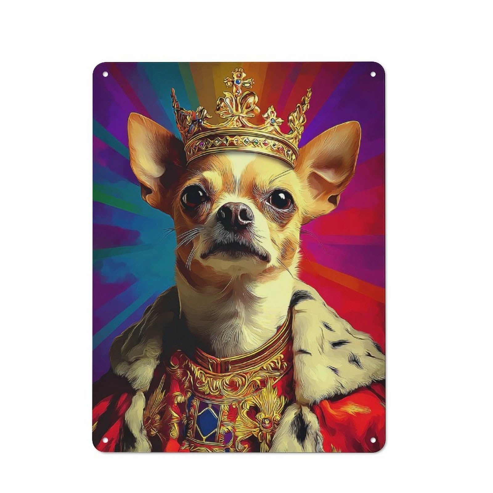 Junmoney Royal Canine Majesty Portrait-11 Office Metal Sign With Design 40X30cm, Classic Study Room Decor For Office, Study, Studio Or Hallway