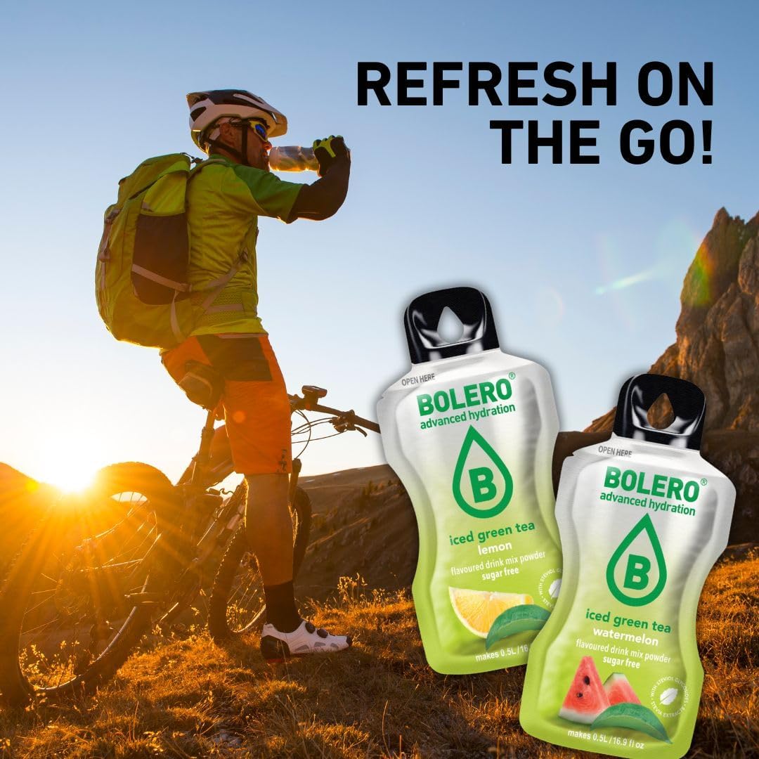 Bolero ICED GREEN TEA 24x3g | Saftpulver ohne Zucker, gesüßt mit Stevia + Vitamin C | geeignet für Kinder, Sportler und Diabetiker | glutenfrei und veganfreundlich (24x3g, CITRUS)