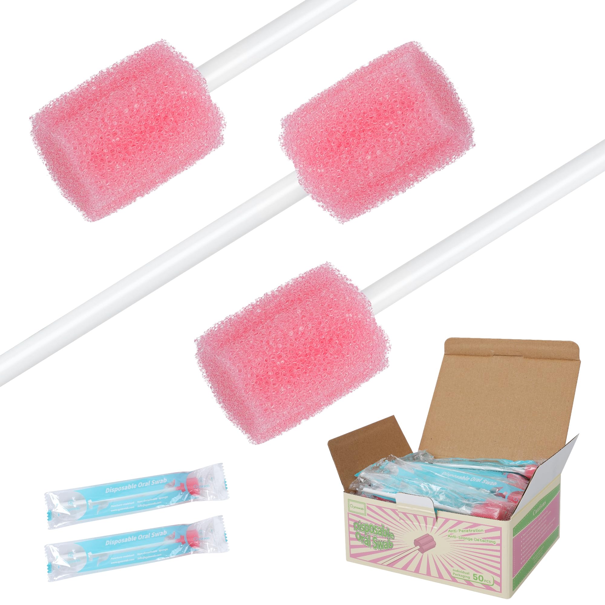 Safety Oral Care Swabs 50 PCS Gum-Protective Mouth Swabs for Elderly Individually Wrapped