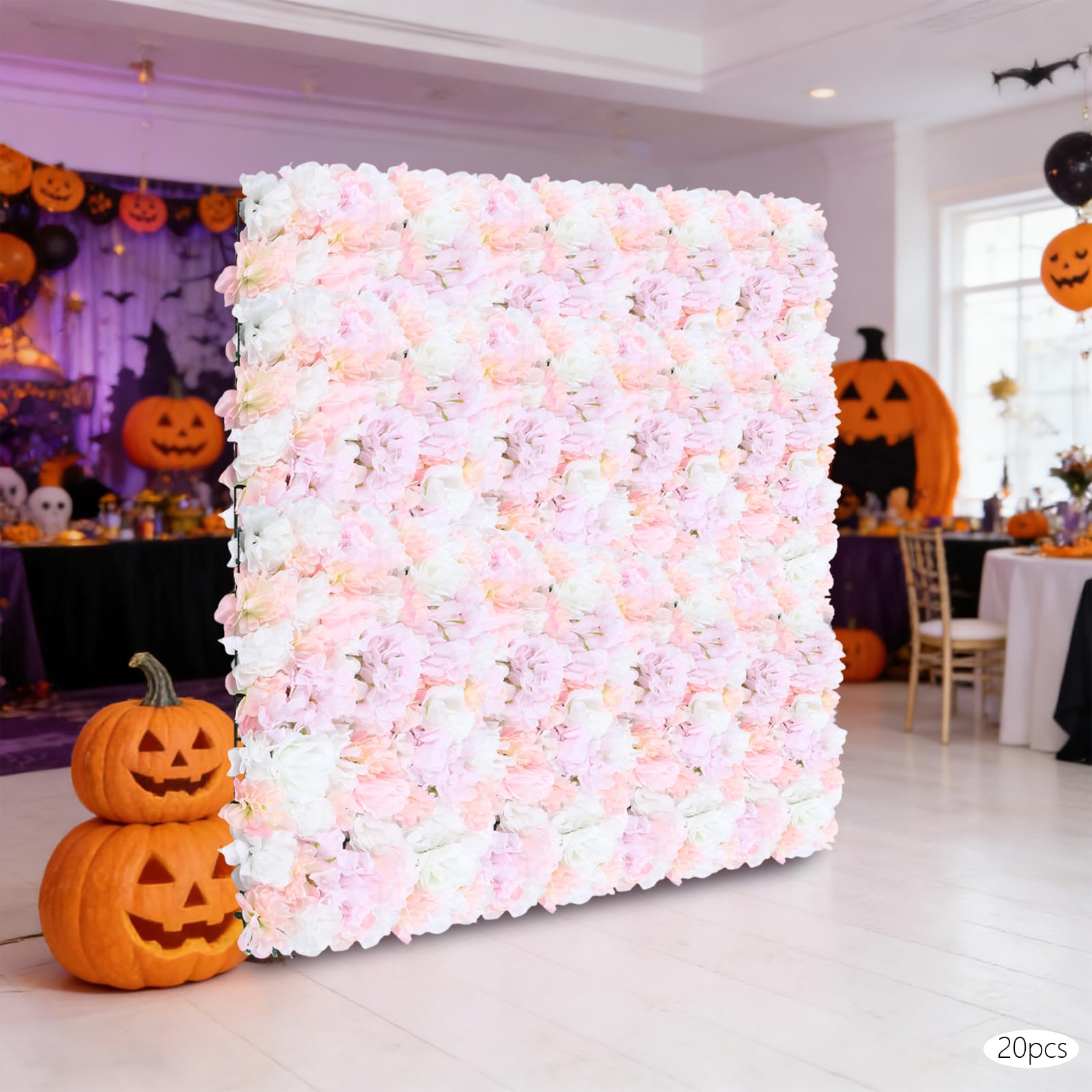 Blumen Wand Hintergrund 20 Stück 40 * 60cm Künstliche Blumen Wandpaneele 3D Seide Rose Hortensie Dahlie Wanddekoration für Hochzeit Bühne Party Foto Hintergrund Heimdekoration