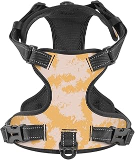 No Pull Dog Harness for X-Large Dogs Easy Walk Dog Vest Adjustable Collars Harnesses & Leashes Set Breathable Oxford Outdoor Walking Safety Reflective Strip Peachy Prints
