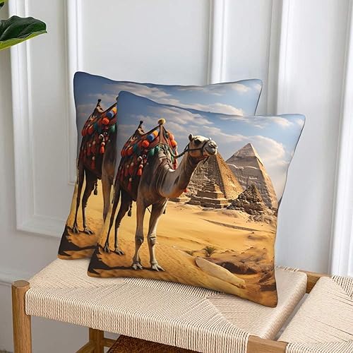 2PCS Throw Pillow Covers 12"x12" Square Pillowcases Covers Pyramid Camel Soft Pillowcases Modern Farmhouse Home Decor Sofa Cushions Covers for Couch