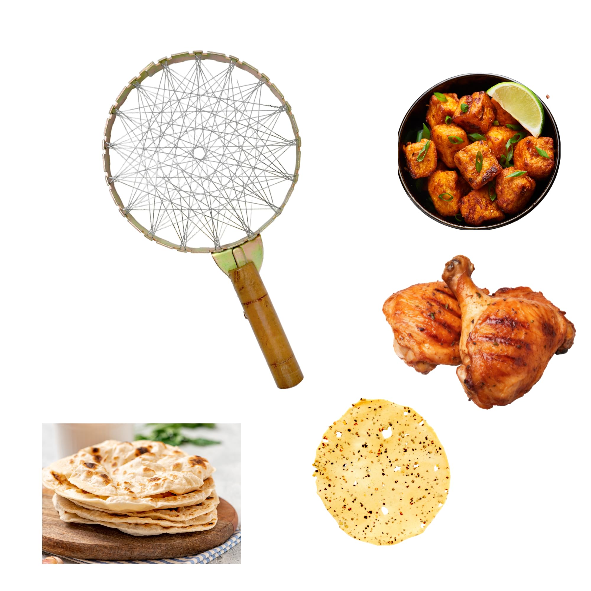 Gas Grill Lpg Gas Saver Jali | Mini Tandoor, Grill Jalli, Barbeque Net, Gas Tandoor | Tandur Grill With Wooden Handle | Roti, Brinjal, Papad Roaster| Tandoori Grill for Home -Pack Of 1-image-13