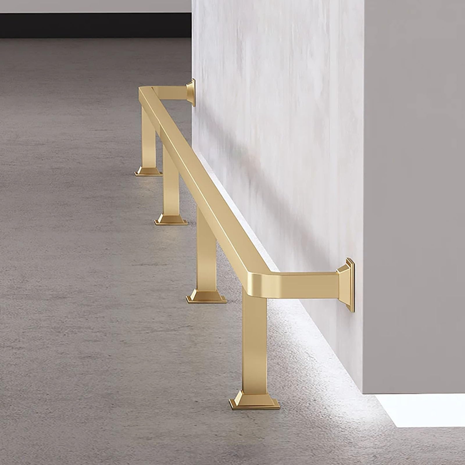 Yxxsdp One Color Gold Brushed Stainless Steel Bar Foot Rail Kit, Commercial Foot Rest Railing With Mount Set, Heavy Duty Footrest Pole For Island(180Cm/5.9Ft)