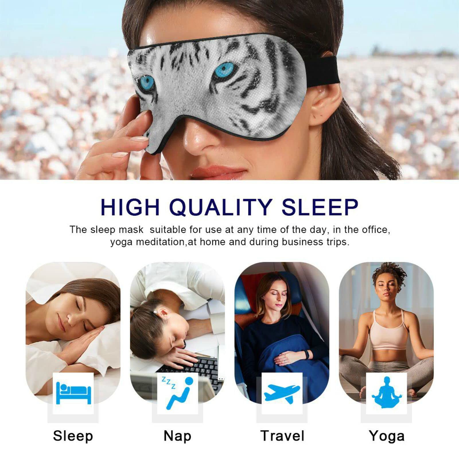 Amazon.com: FOLIOSA White Tiger Sleep Mask, Breathable Comfortable
