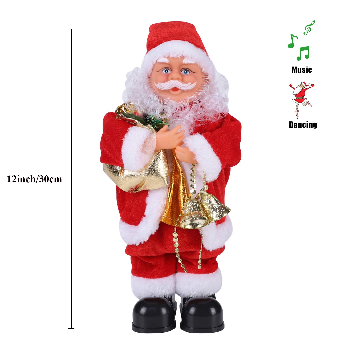 Xmas Electric Santa Claus 12'' Singing Dancing Santa Claus Ornaments Figure Creative Musical Doll Novelty Christmas Decorations Christmas Ornaments for Home Fireplace - Image 2