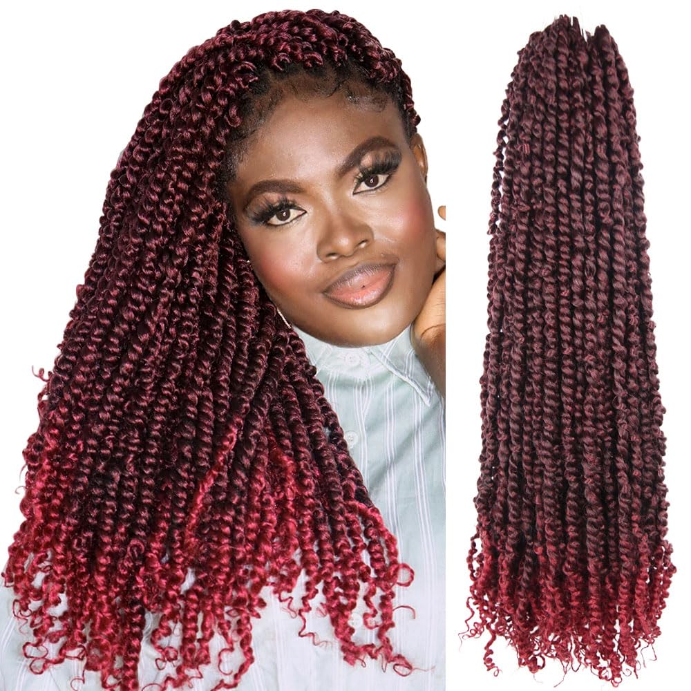 BOHOBABE Pre-twisted Passion Twist Crochet Hair 24 Inch Pre-looped Long Crochet Passion Twist Braiding Hair 8 Packs Soft Bohemian Twists (T118)