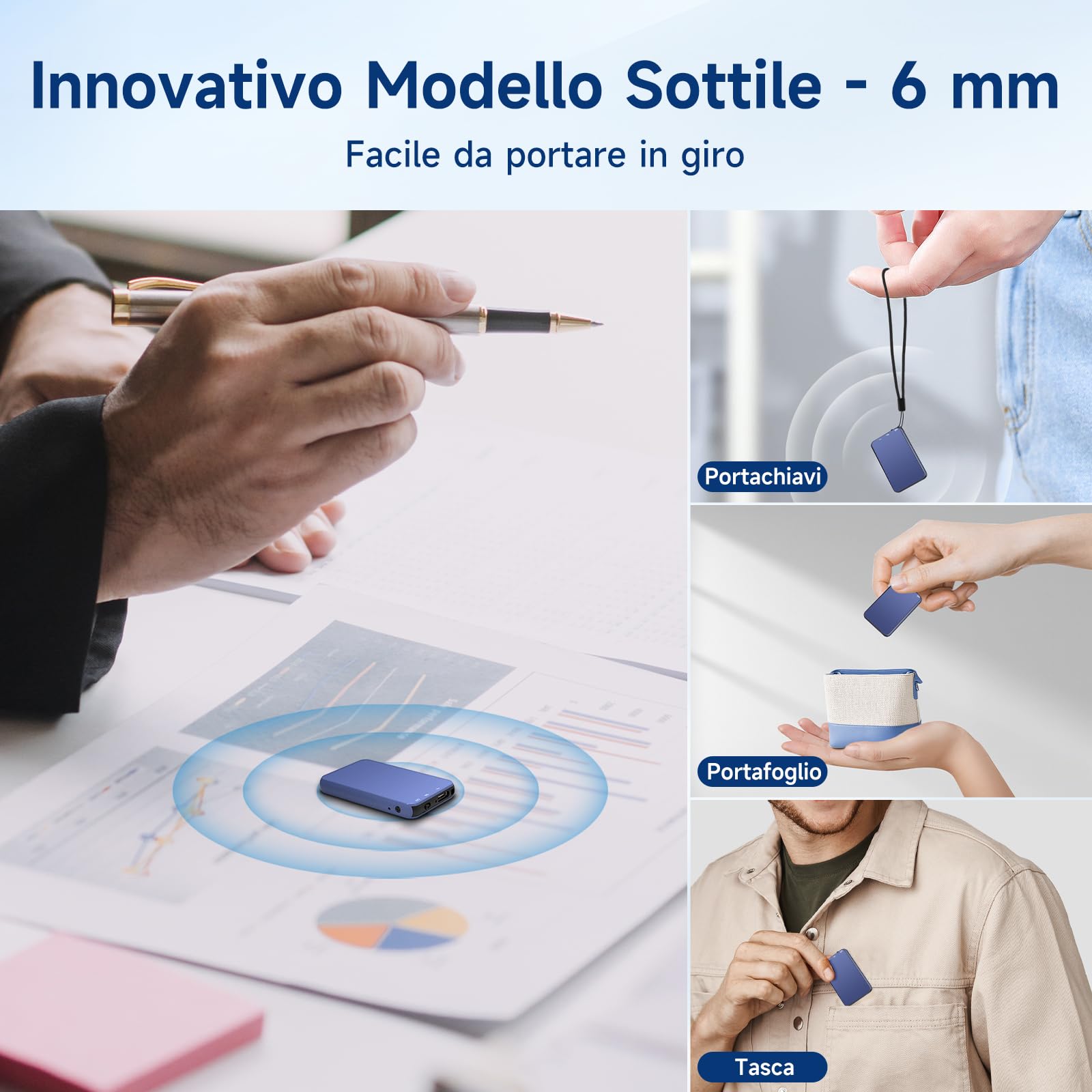 64GB Mini Registratore Vocale, Vormooi Registratore Vocale Portatile con Attivazione Vocale, Rregistratore Vocale Professionale con Registrazione One Touch per Lezioni Interviste Riunioni