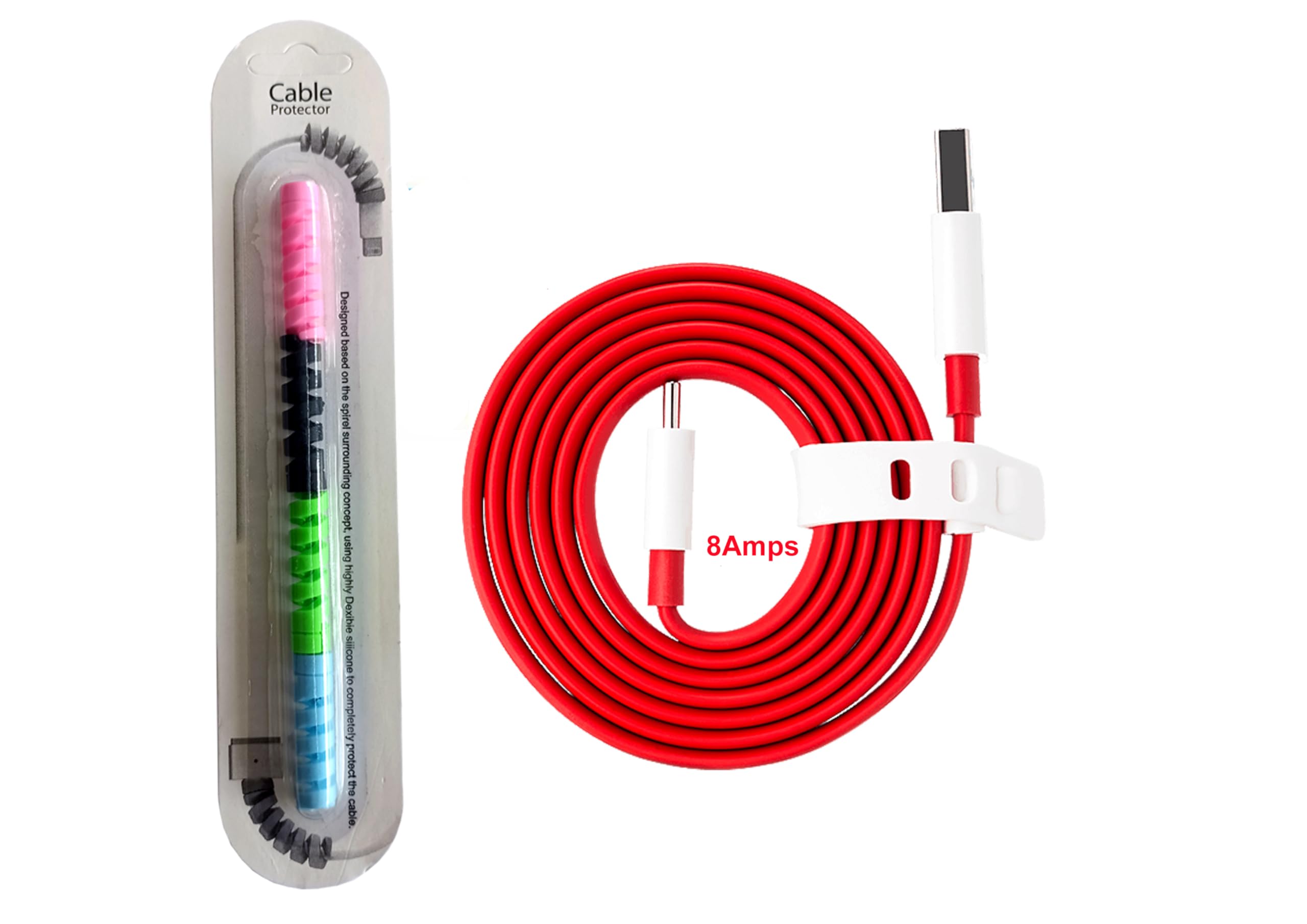 Parandiv Branded Original Quality For Oneplus Supervooc 8A Type-C With Spiral Cable Protector 65W, 80W, 100W, 120W, Quick Charging Cable Compatible For Oneplus Type-C Smart Phones - Red (B0CL594WSV) Amazon Price History, Amazon Price Tracker