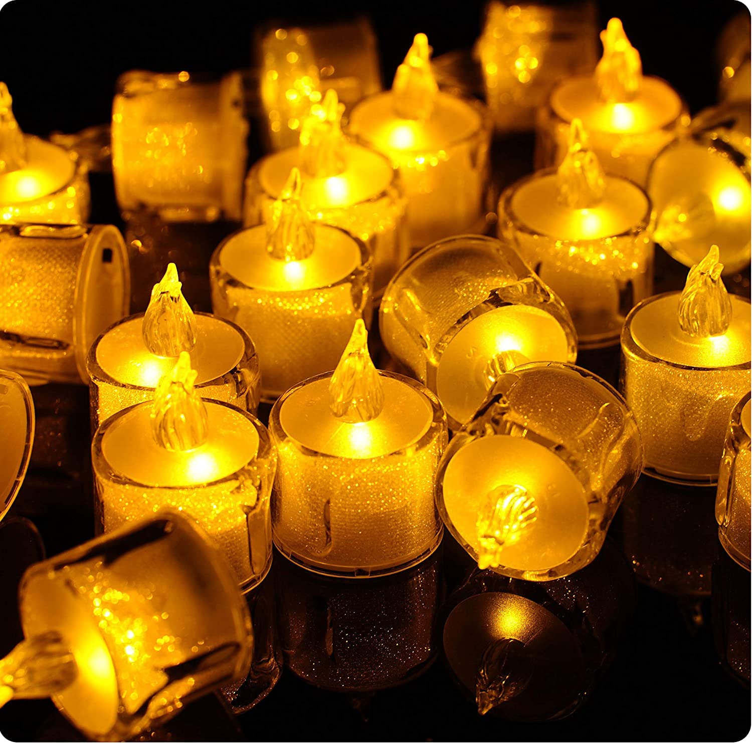 True Decor 24PC Acrylic Flameless & Smokeless Melted Design Crystal LED Candles for Home Decoration||LED Tealight Candles for Christmas & Diwali Pack of 24 (Yellow)-image-15