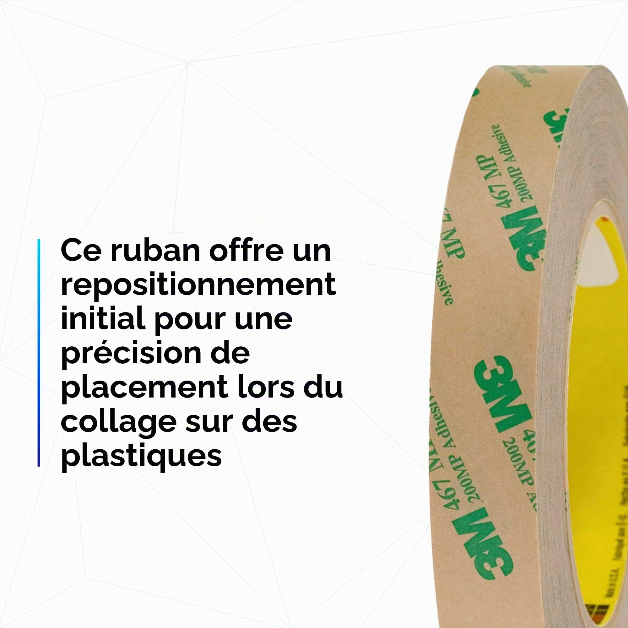 Tapecase 467 MP 25,4 cm X 54,9 m haute performance ruban adhésif transfert, Converti à partir de 3 m 467 MP, 25,4 cm X 54,9 m Rouleau