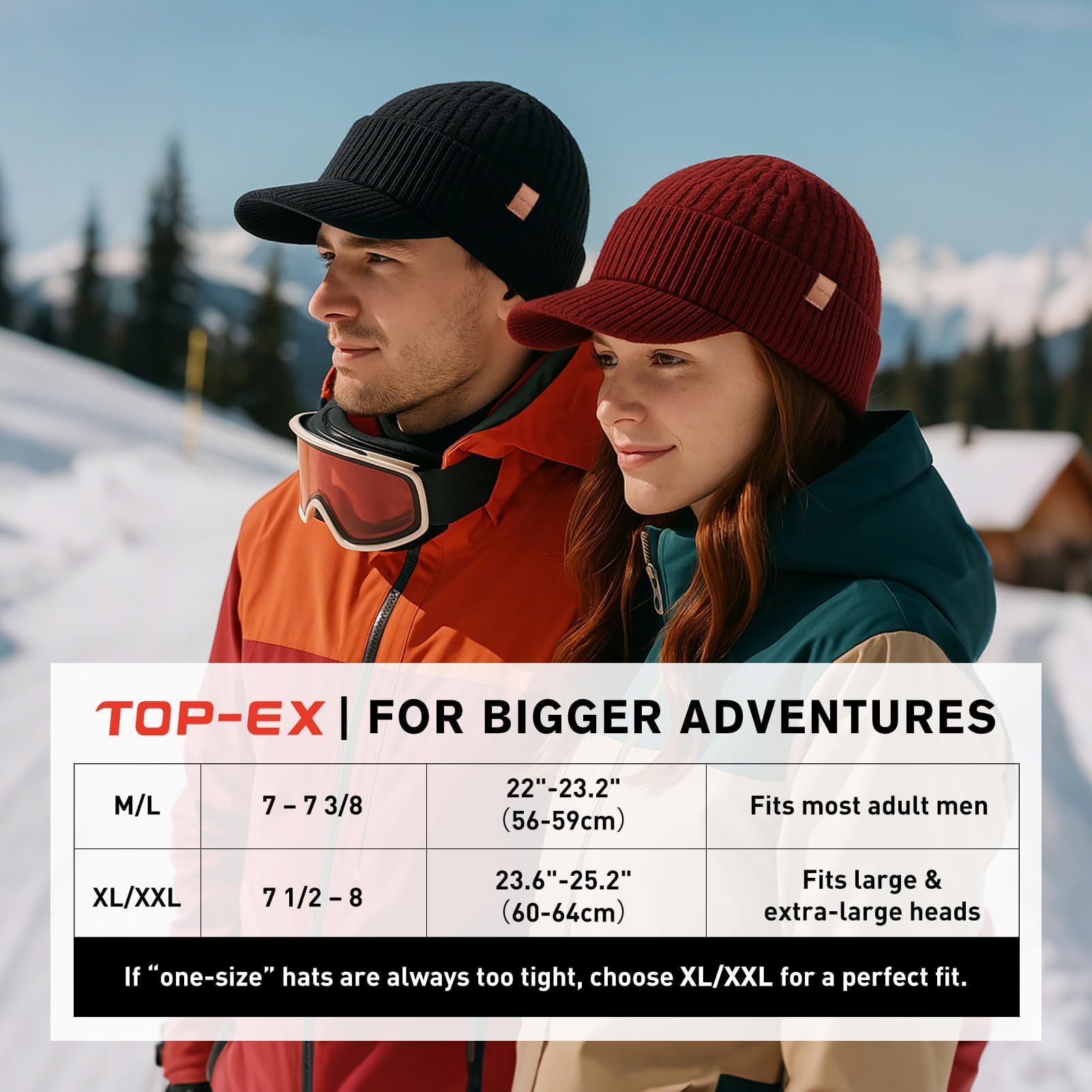 TOP-EX PolarWool - Berretto con visiera in 100% lana merino, unisex, con fodera in pile, con visiera termica invernale da golf, per la stagione fredda, M-XXL