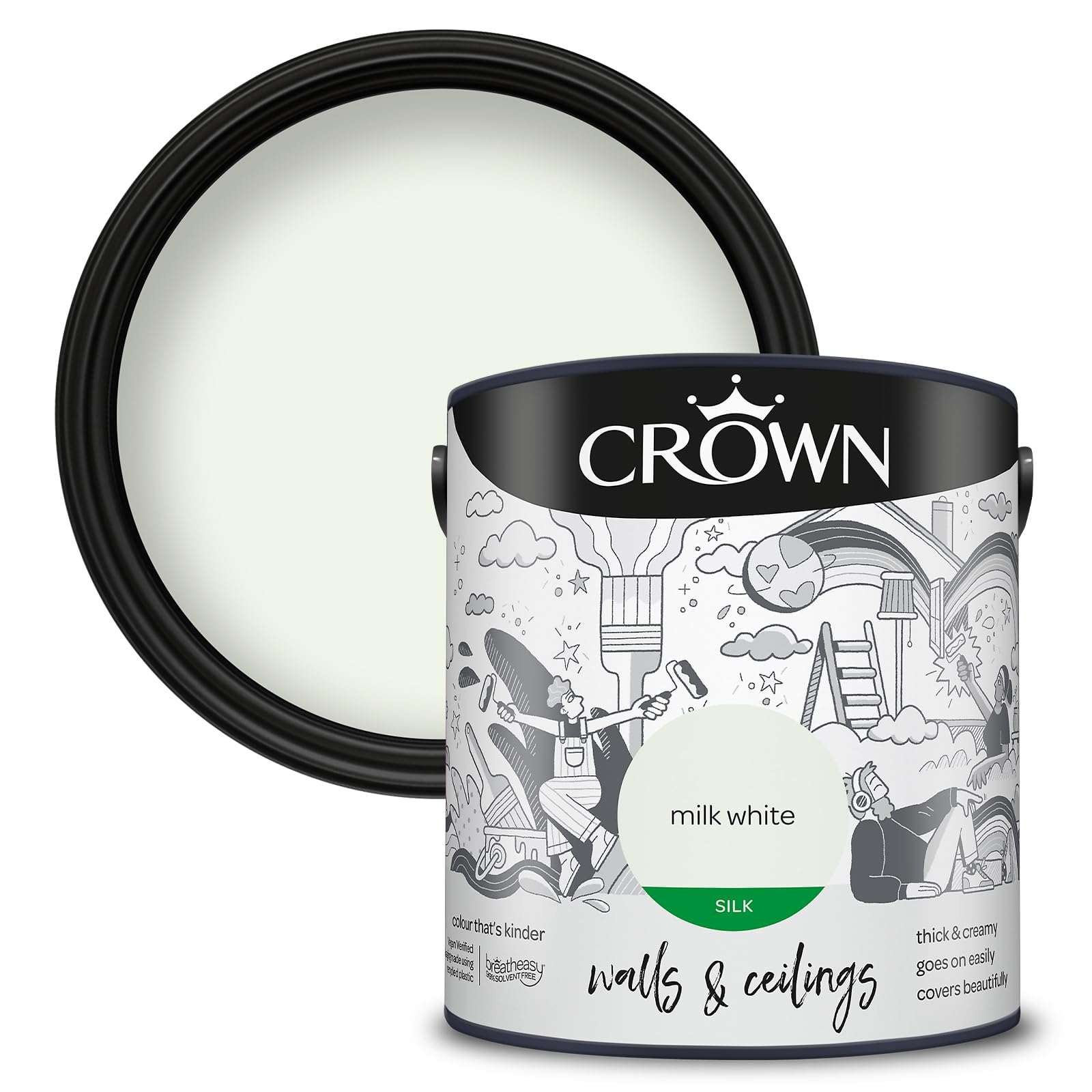 Crown Breatheasy Milk White Silk Emulsion Paint - 2.5L