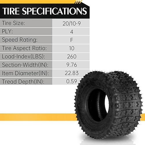 Miniatura 6 de 21x7-10 20x10-9 ATV UTV Neumáticos delanteros y traseros 21x7x10 20x10x9 todo terreno sin cámara neumáticos deportivos de 4 capas juego de 4 capas