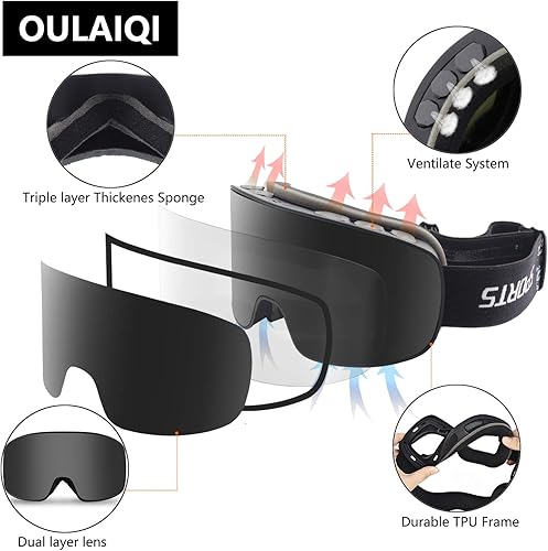 Miniatura 3 de Gafas de nieve para hombre y mujer, sin marco, para motocicleta, snowboard, para esquí, escalada, snowboard