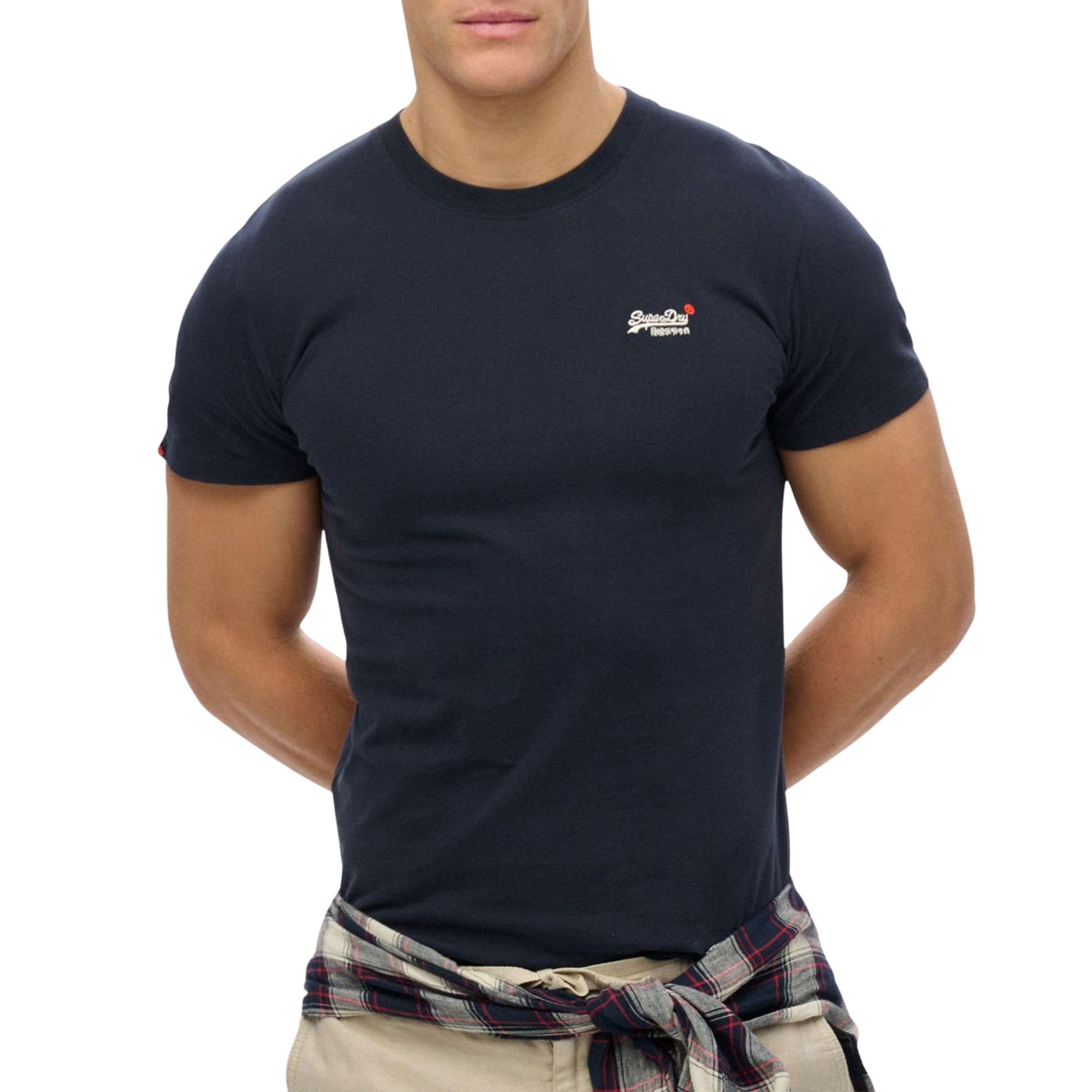 Superdry Men's Essential Contrast Emb Tee T-Shirt, Navy, XXL