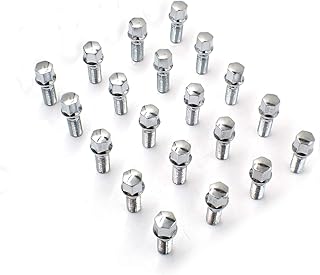 Wheel Accessories Parts Set of 20 Chrome 14x1.25 Conical Lug Bolts with 17mm Hex, 28mm Shank Length, M14x1.25 Thread for Aftermarket Wheels (20, Chrome)