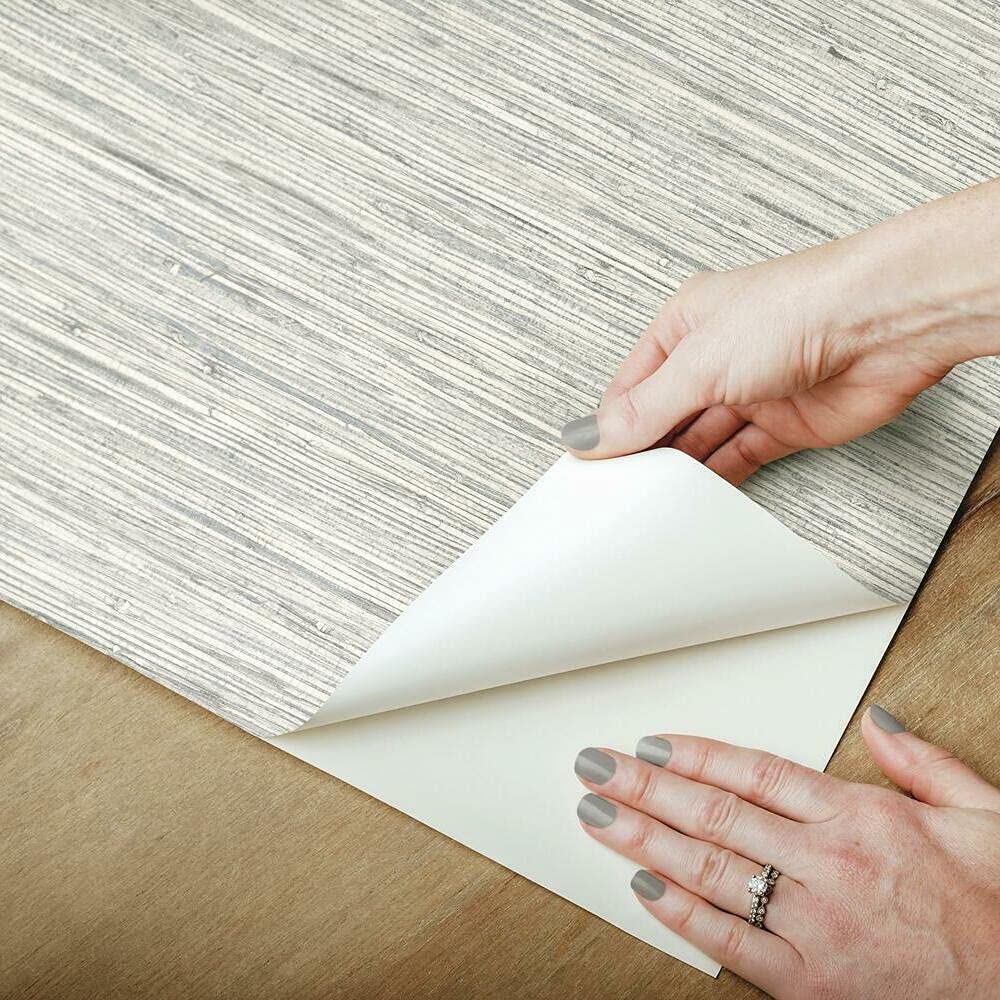 RoomMates RMK11078WP Light Gray Faux Grasscloth NonTextured Peel and Stick Wallpaper Buy