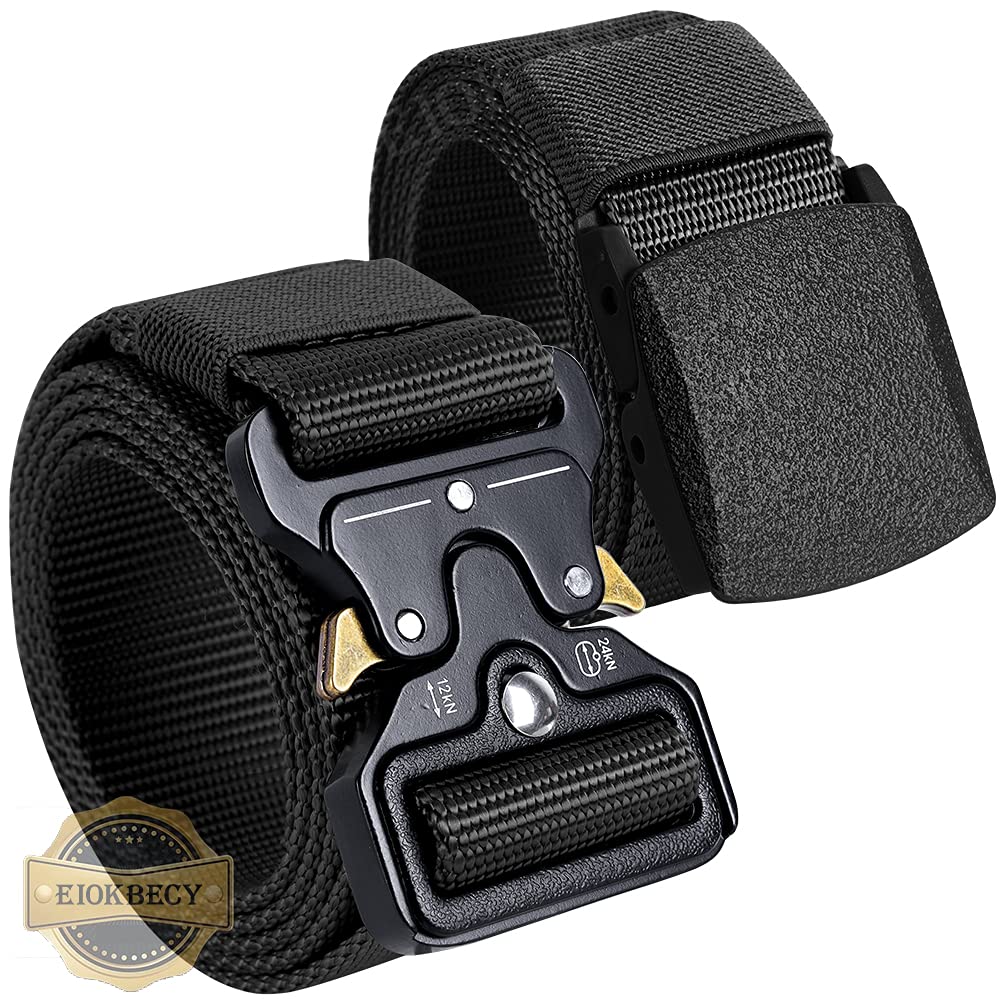 Tactical Belt, Military Belt Nylon Men's Canvas Work Belt with Heavy Duty Quick Release Metal Buckle for Outdoor Sports and Daily Casual Using (2 Pack)