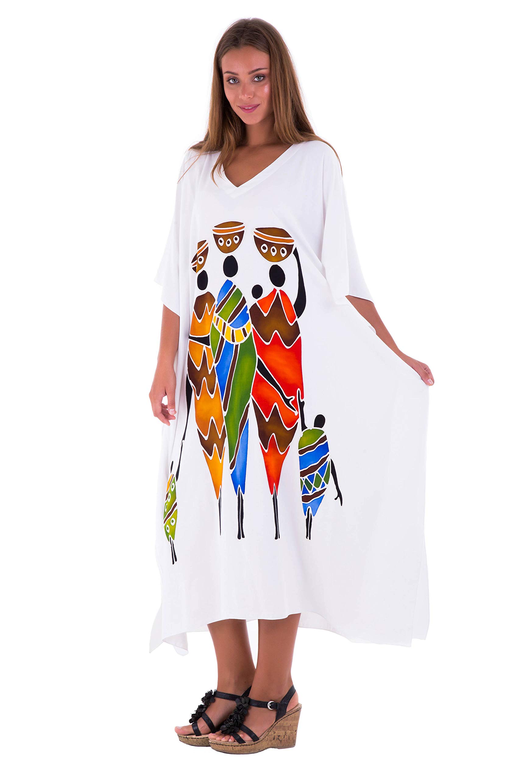 SHU-SHI - Caftán Largo para Mujer - Ideal para la Playa - Diseño Tribal