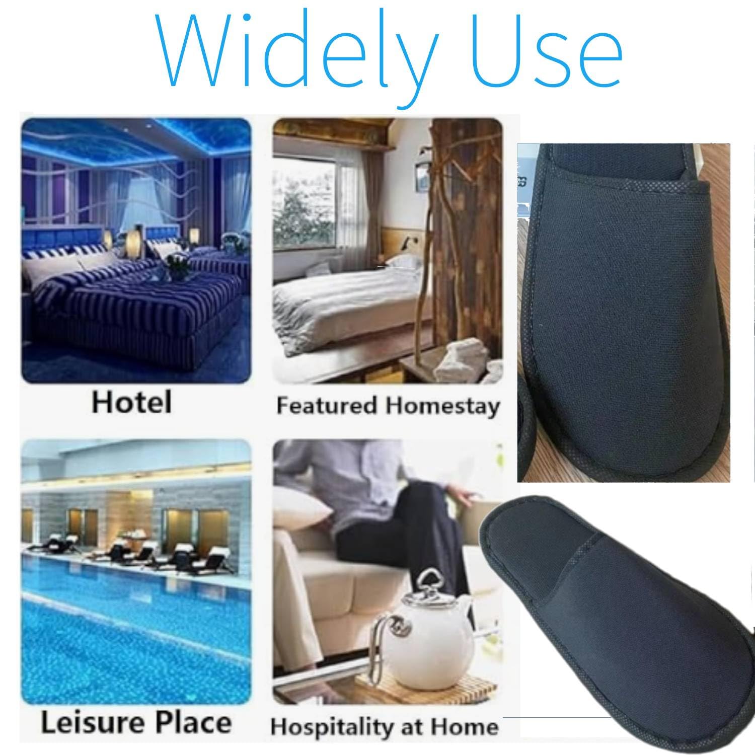 50 Paia Pantofole Monouso Tessuto Unisex Antiscivolo per Hotel Spa Viaggi | Ciabatte Usa E Getta Leggere Traspiranti Suola Spessa Bianco Nero Taglia 42 Adulti