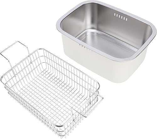 Fabater Cuenco de lavado portátil de 7.5 L, 2 en 1, sartén grande de acero inoxidable con cesta de drenaje para fregadero, cuenco multiusos para