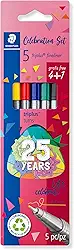 STAEDTLER Caneta Ponta Fina Triplus Fineliner 0.3mm Estojo 4 Cores Sortidas + 1-334 BK5 TA - Corpo Ergonômico Triangular – Ideal para Escrita e Bullet Journal
