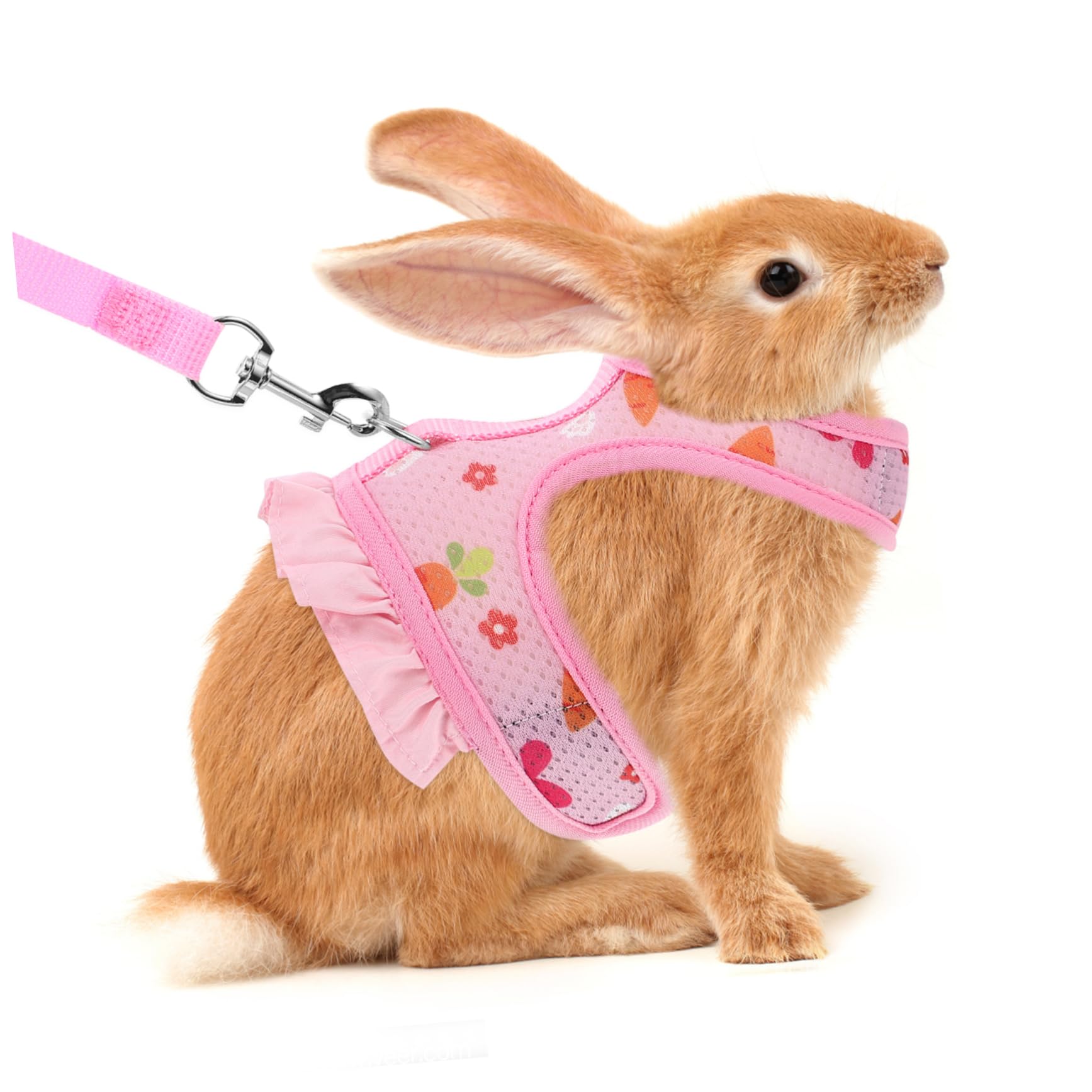 Happyyami 1 Set Adjustable Rabbit Harness and Leash Set for Pets Bunny Vest with Wear Resistant Traction Rope for Cats Dogs and Dwarf Rabbits S