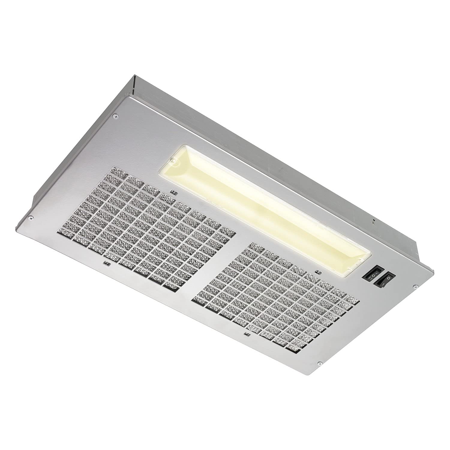 Broan-NuTone Elite 27.6-inch Custom Power Pack Range Hood Insert with 2-Speed Exhaust Fan and Light, MAX 300 CFM, Brushed Grey