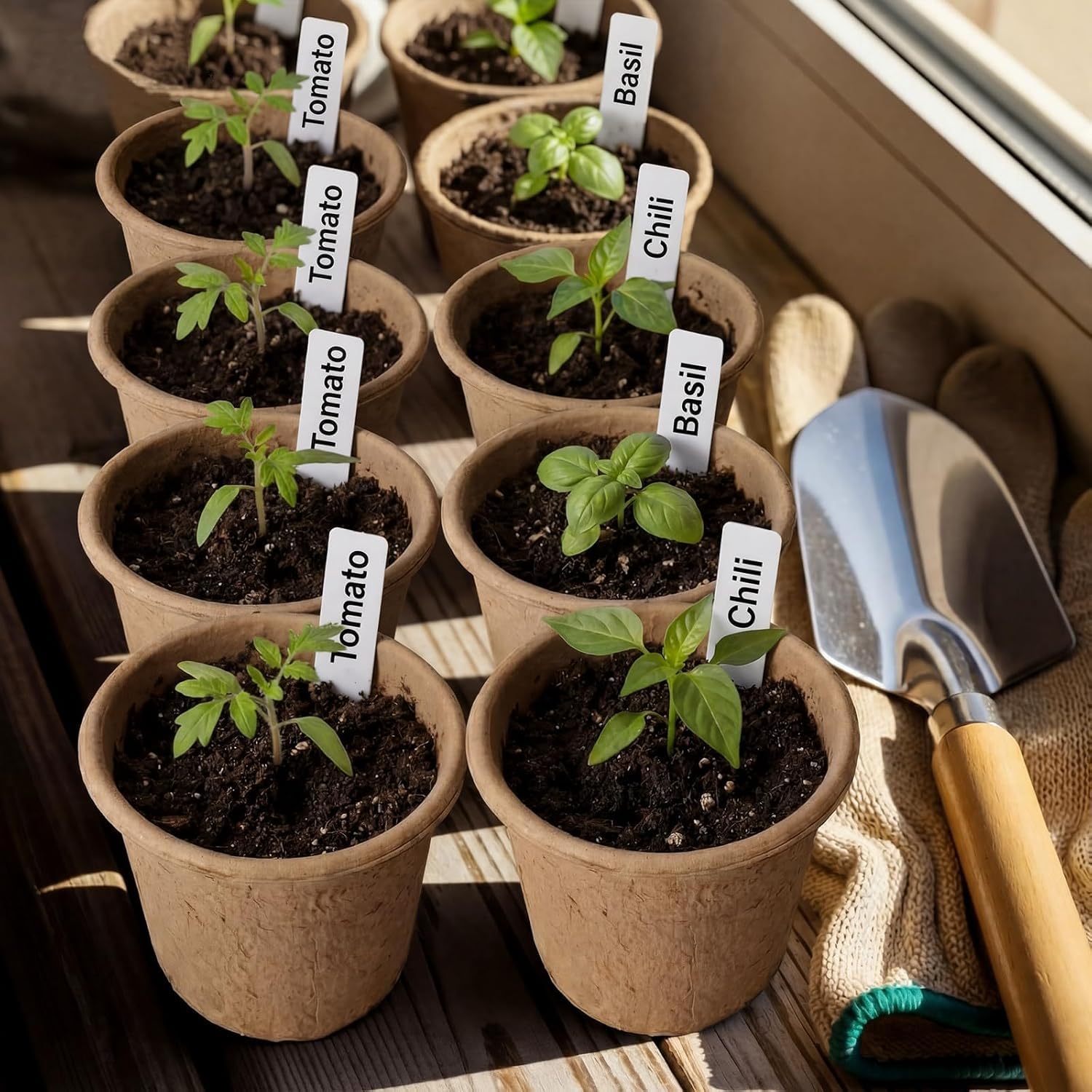 50 Piezas Grande Macetas Biodegradables, 11cm Semilleros de Germinacion, Redondas Macetas con Agujeros de Drenaje, con 1 Botella de Pulverización, para Plantasde de Semillero, Flores, Plantas