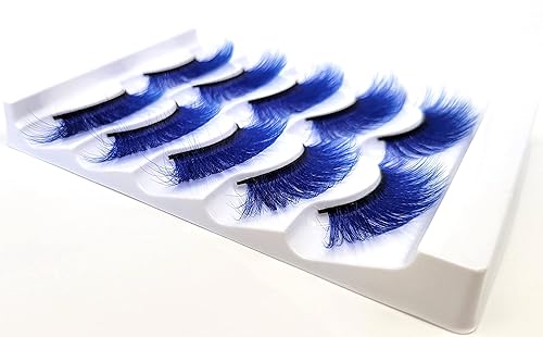 Miniatura 5 de Pestañas postizas de visón sintético 3D, tiras de pestañas azules (FM-305, 0.55-0.78 pulgadas, 5 pares)