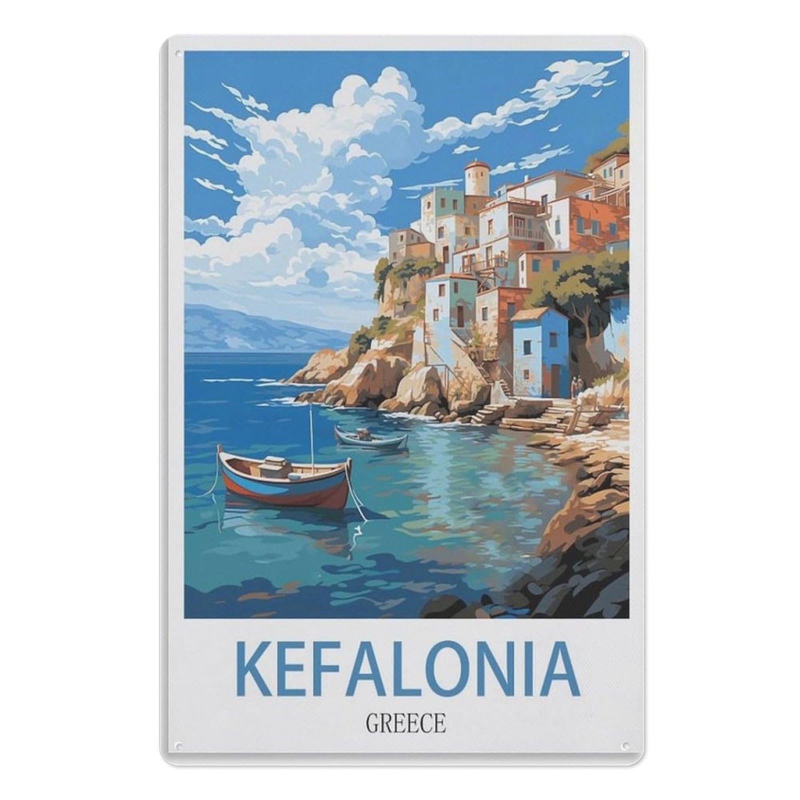 Metal Bar Signs Tin Plaque Vintage Style - Ideal Accessories for Home Bar Pub Shed Man Cave Gift， Kefalonia Greece15x30cm（6x12 inch）AA-871