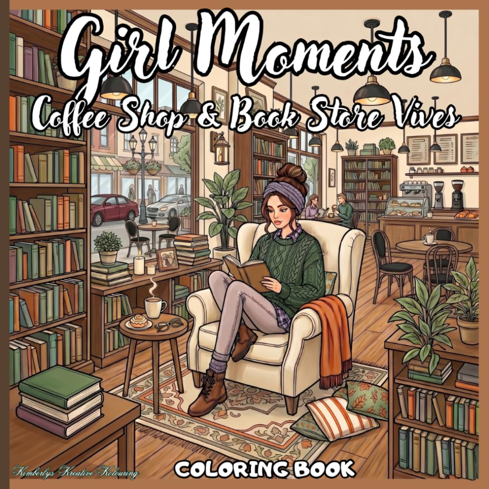 Girl Moments Coffee Shop & Book Store Vibes Coloring Book: Relaxing Reading Nooks, Café Retreats & Literary Charm