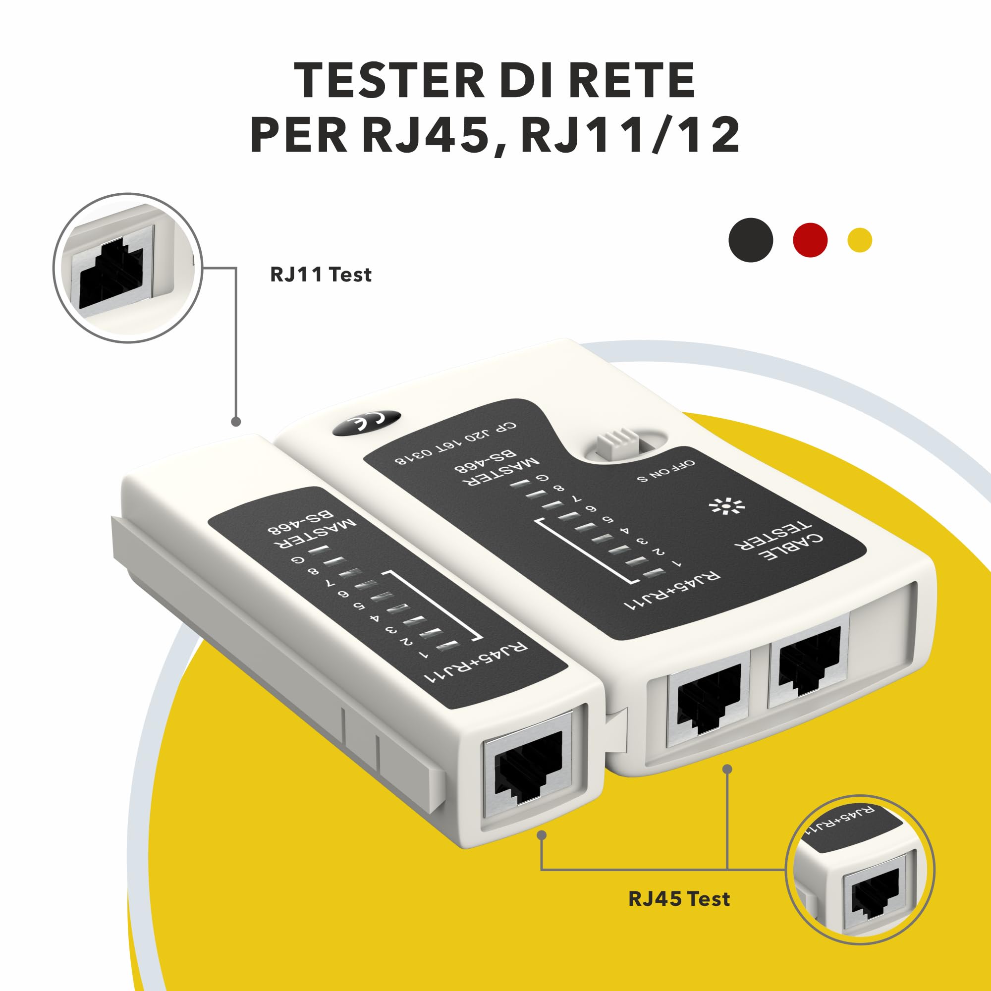 Redstar24 Set di attrezzi di rete 4 in 1 – LSA, pinza crimpatrice RJ45, tester di rete LAN, spelafili per RJ45, RJ11, CAT7, CAT6a e CAT6