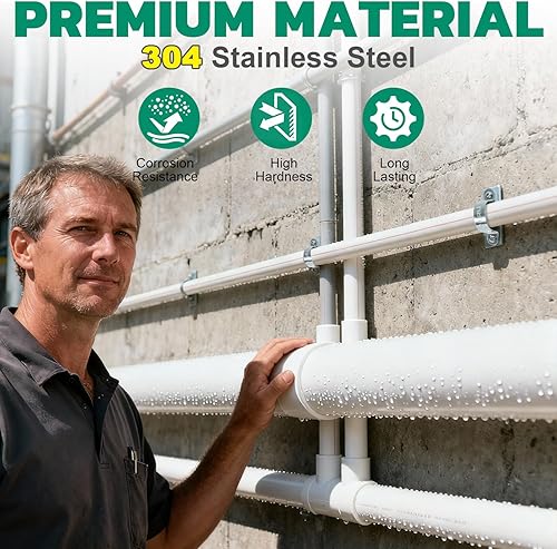 Miniatura 4 de 4 abrazaderas de conducto de 4 pulgadas de acero inoxidable 304, abrazadera de tubo de metal rígido en U, correa de tubo de 2 agujeros para