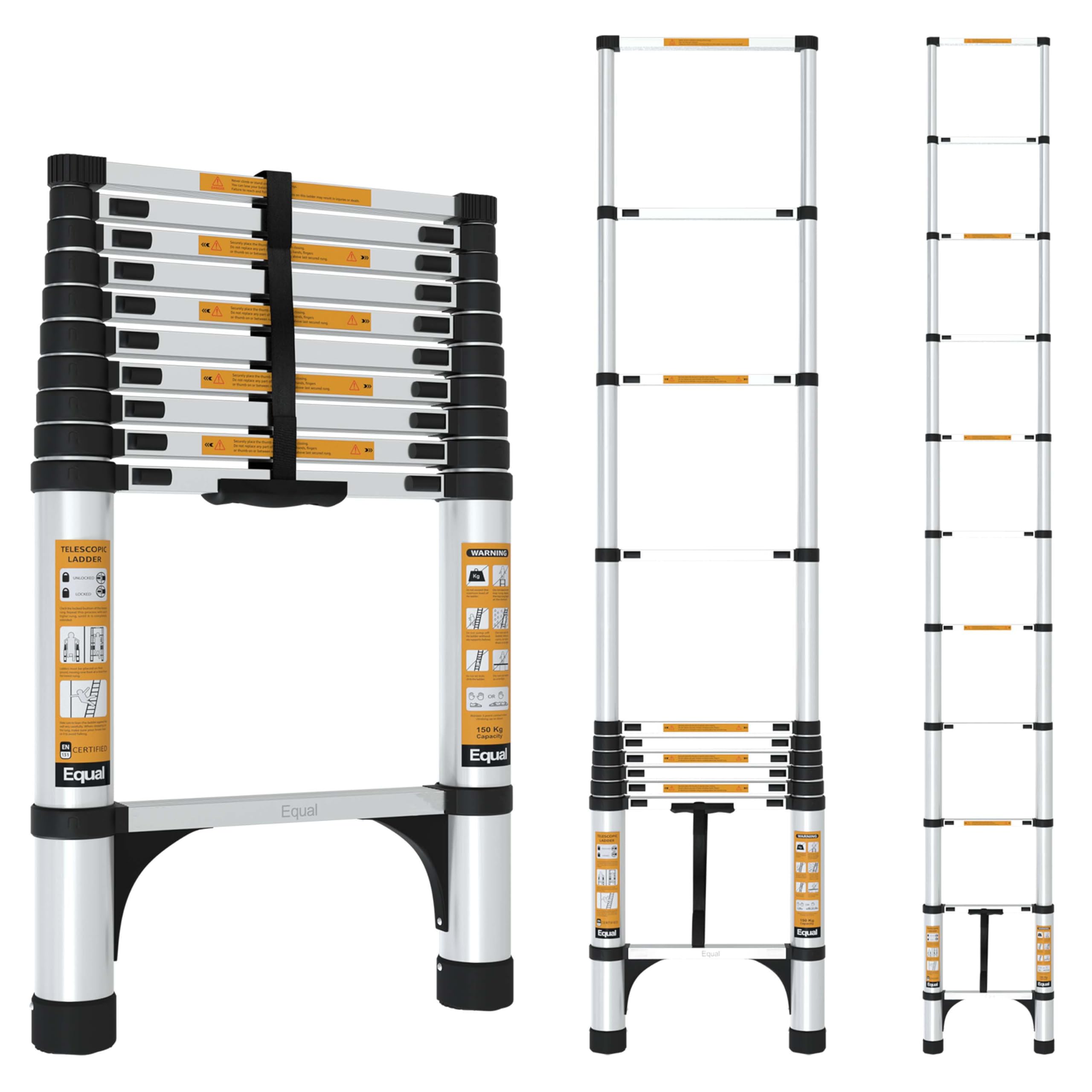 Equal 20.5 FT Portable & Compact Foldable Aluminium Telescopic Ladder | 2 Triangle Stabilizers | EN131 Certified | 2-Year Warranty | Heavy-Duty Ladder for Industrial & Commercial Use (6.2m / 15 Steps) — Amazon image 21
