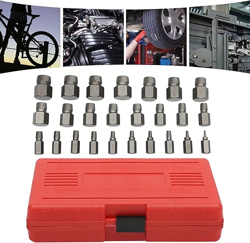 Miniatura 6 de Juego de extractor de pernos pelados, extractor de pernos dañados, juego de extractor de tornillos multispline, 25 piezas