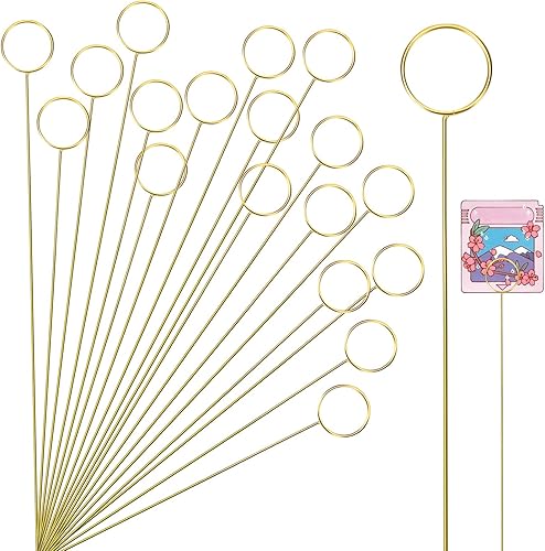 20 soportes para tarjetas de lugar, soporte de tarjetas de lugar de metal floral, soportes de números de mesa dorados, clips de púas de flores de