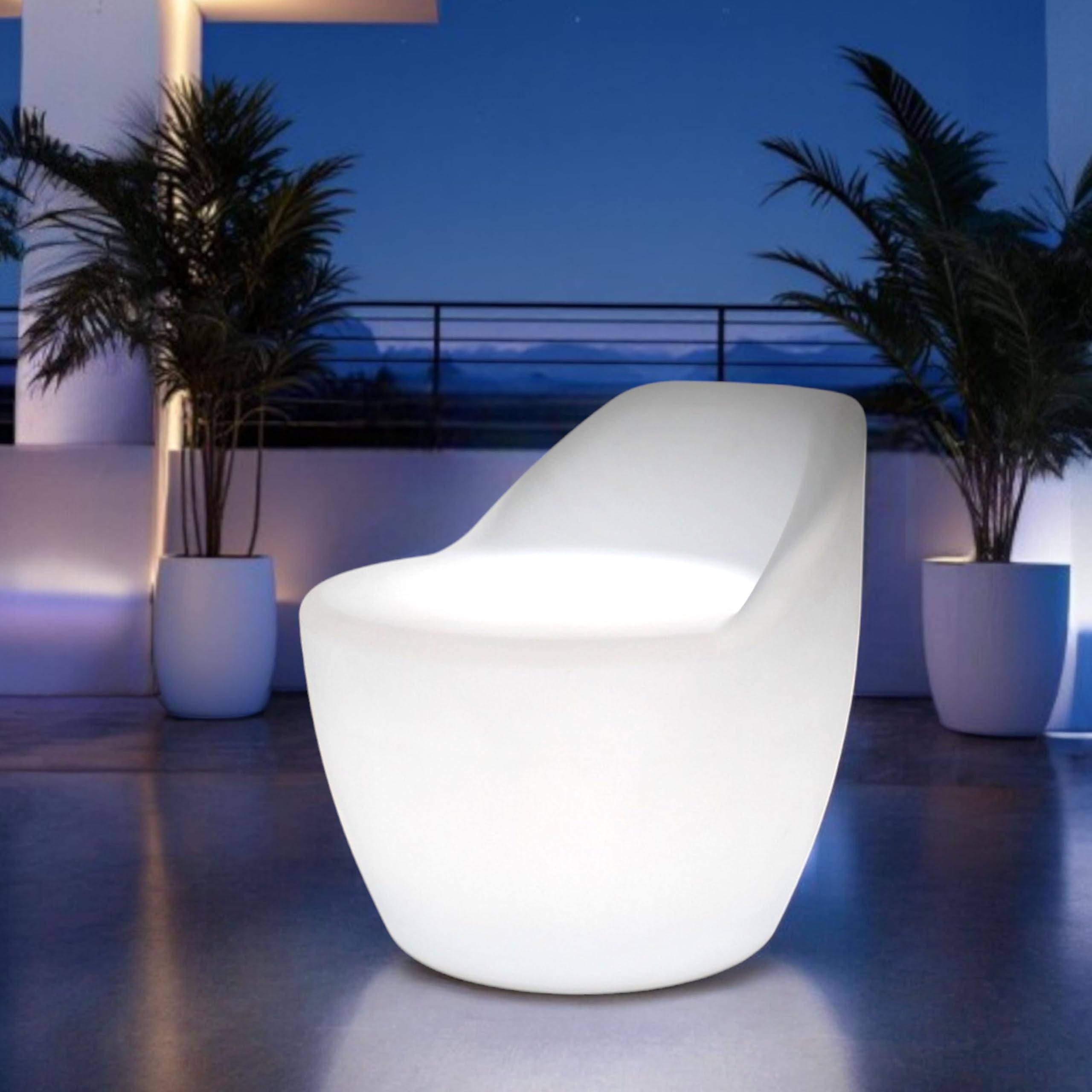 Poltrona da cocktail a LED con illuminazione, 16 colori, batteria e telecomando, per interni ed esterni, giardino, balcone, terrazza, mobili moderni, 56 x 54 cm, in plastica