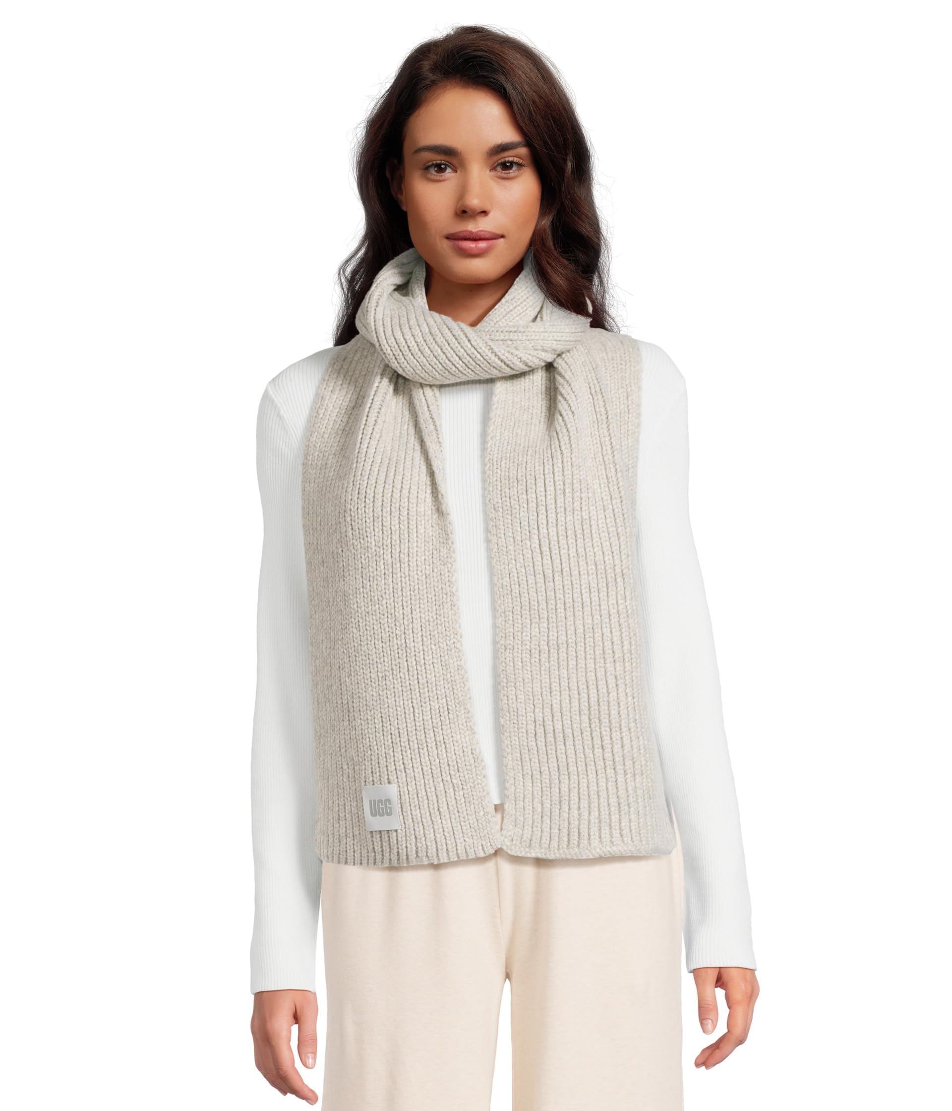 UGG womens Chunky Rib Scarf, Light Grey, One Size